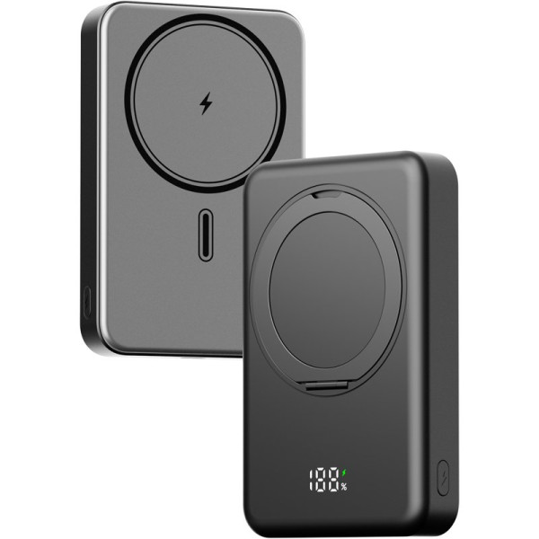 Повербанк с беспроводной зарядкой Gelius HOLDIX GP-PBW302 Magnetic Wireless Charge 15W 10000mAh Black
