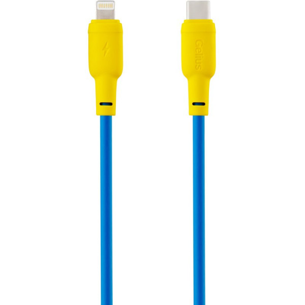 Кабель USB Gelius Full Silicon GP-UCN001CL Type-C to Lightning (1.2m) (20W) Yellow/Blue