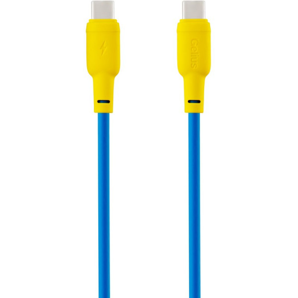 Кабель USB Gelius Full Silicon GP-UCN001CC Type-C to Type-C (1.2m) (60W) Yellow/Blue