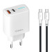 Мережевий зарядний пристрій Gelius Radiance GP-HC058 1Type-C + 1USB-A PD/QC3.0/PPS/Super VOOC 25 W + кабель Full Silicon Type-C to Type-C White