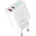Мережевий зарядний пристрій Gelius Radiance GP-HC058 1Type-C + 1USB-A PD/QC3.0/PPS/Super VOOC 25 W + кабель Full Silicon Type-C to Type-C White