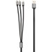 Кабель USB Gelius Squid GP-UC102 3in1  USB-A to MicroUSB/Lightning/Type-C (1м) (12W) Black