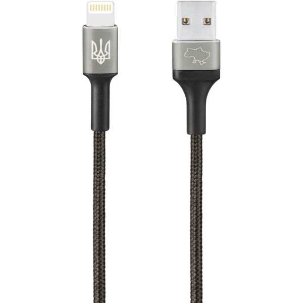 Кабель USB Gelius Strong Ukraine GP-UCN002L USB-A to Lightning (1.2м) (3A) Black