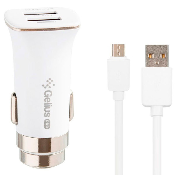 Автомобильное зарядное устройство Gelius Apollo GP-CC01 3.1A + кабель MicroUSB White