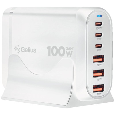 Сетевое зарядное устройство Gelius Force GaN 100W GP-HC063 3USB-A + 3Type-C White