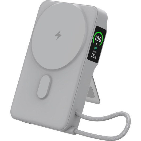 Повербанк с беспроводной зарядкой Gelius Fluxen GP-PBW120 Magnetic Wireless Charge Qi2 15W 10000mAh Grey