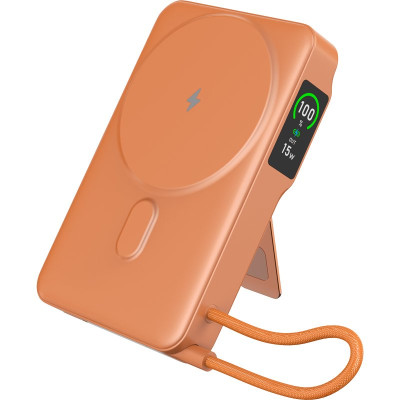 Повербанк с беспроводной зарядкой Gelius Fluxen GP-PBW120 Magnetic Wireless Charge Qi2 15W 10000mAh Orange