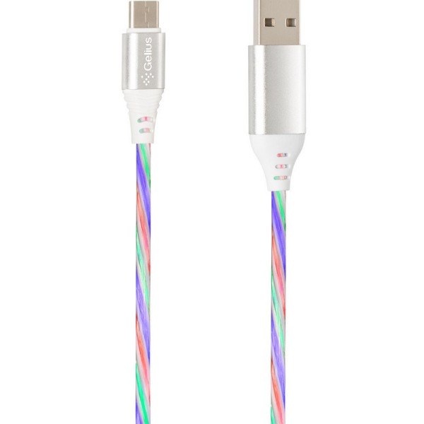 Кабель USB Gelius Pro LED RGB GP-UC06m MicroUSB Silver