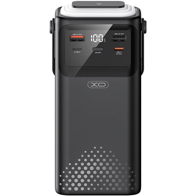 Повербанк XO PR285 30000 mAh (PD20W+QC22.5W) з 4 вбудованими кабелями та ліхтарем Black