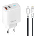 Мережевий зарядний пристрій Gelius Radiance GP-HC058 1Type-C + 1USB-A PD/QC3.0/PPS/Super VOOC 25 W + кабель Full Silicon Type-C to Lightning White