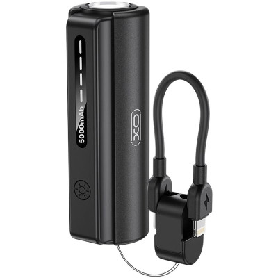 Повербанк XO PR281 5000 mAh для IP з ліхтариком Black