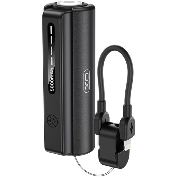 Повербанк XO PR281 5000 mAh для IP з ліхтариком Black