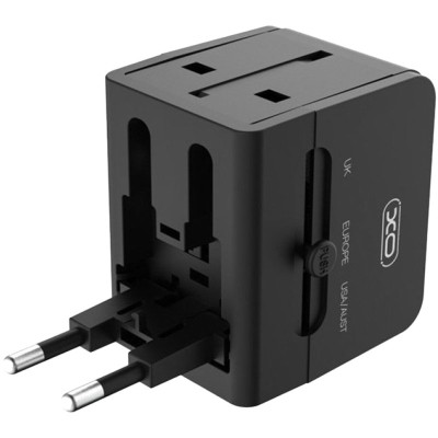 Мережевий зарядний пристрій XO WL01 2USB Universal UK/EU/US Black